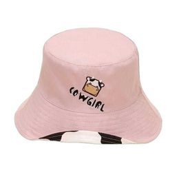 Chapeaux à large bord LDSLYJR coton mignon vache seau pêcheur voyage en plein air chapeau de soleil hommes et femmes 300 G230603