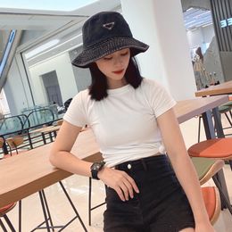 Hoeden met brede rand Luxe Designer P Woman Washed and Aged Cowboy Bucket Hat 22ss Autumn Casquette Man