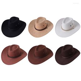 Chapeaux à large bord hommes chapeau de Cowboy avec menton réglable corde Vintage Style vêtements accessoires 2022 mode Elob22