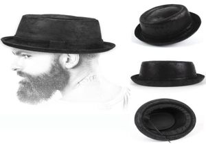 Chapeaux à large bord hommes Fedora chapeau mode cuir Gentleman plat tarte de porc pour papa Bowler Jazz Sun grand 4 taille S M L XL9921717