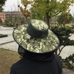 Chapeaux à large bord pour hommes Camouflage Bucket Hat Femme Outdoor Mesh Escalade Randonnée Pography Séchage rapide Soleil