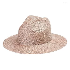 Chapeaux à large bord étroits pour femmes Sisal Jazz chapeau de soleil mode été chapeaux dames rose plage Protection UV paille en gros