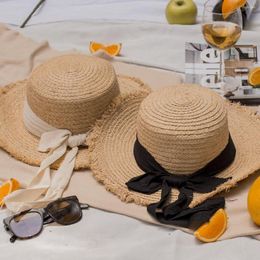 Chapeaux à bord large naufaire naturel de raffina femmes protection solaire japonais top plate ruban bowknot paille pochette de plage décontractée de plage