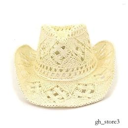 Chapeaux à bord large paille Naturel Cowboy Hat Femmes hommes Men de tissage à la main pour Lady Tassel Summer Western Sombrero Hombre Lifeguard 122