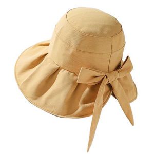 Chapeaux à large bord New Summer Sun Hat Réglable Wide Brim Beach Hat UV Protection Packable Sun Visor Hats Avec Bow G230227