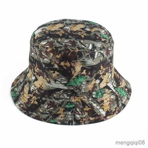 Brede Rand Hoeden Outdoor Camouflage Emmer Hoed Omkeerbare Zomer Visser Voor Mannen Vrouwen Vissen Cap Zon Boonie R230607