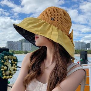 Brede rand hoeden buiten panama hoed uv bescherming opvouwbare zonnedop emmer sunshade strand