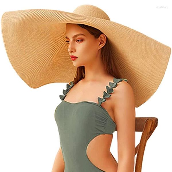 Chapeaux à large bord surdimensionné chapeau de paille d'été pour femmes plage dames pliable pare-soleil 2023 casquette de protection UV chapeau de soleil