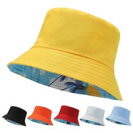 Brede rand hoeden ouder-kind emmer hoed kinderpet buiten stevige kleur sun hoeden voor vrouwen kinderen dubbelzijdige visser hoed strand pet motorkap g230224
