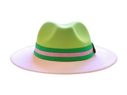 Cappelli a tesa larga Patchwork Cappello Fedora colorato bicolore unisex uomo donna Panama verde rosa stile britannico Trilby berretto formale5391134