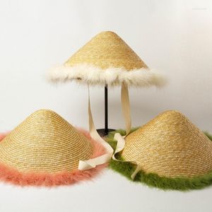 Chapeaux à large bord Portable chapeau de soleil paille tissage casquette traditionnelle pour les femmes Sunproof été universel cône en gros