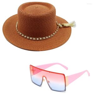 Brede rand hoeden print hiphop hoedglazen passende mannen en vrouwen zomer uv bescherming stropstro zonnebril cap