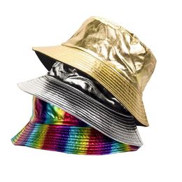 Sombreros de ala ancha Sombrero de cubo de cuero de pu Sombrero de hip hop de doble cara para hombre y para mujer Entrega de gota de sol al aire libre Accesorios de moda Bufandas G Dhtab