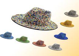 Wide Brim Chapeaux Rhinestone Performance Unisexe Hat Fedoras Jazz Party Club Men for Women and Whole Tophat8204475