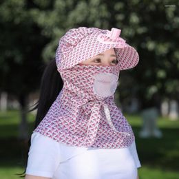 Brede rand hoeden veilige ventilator sunhat sterke wind anti-uv decoratieve tuinieren dames cap