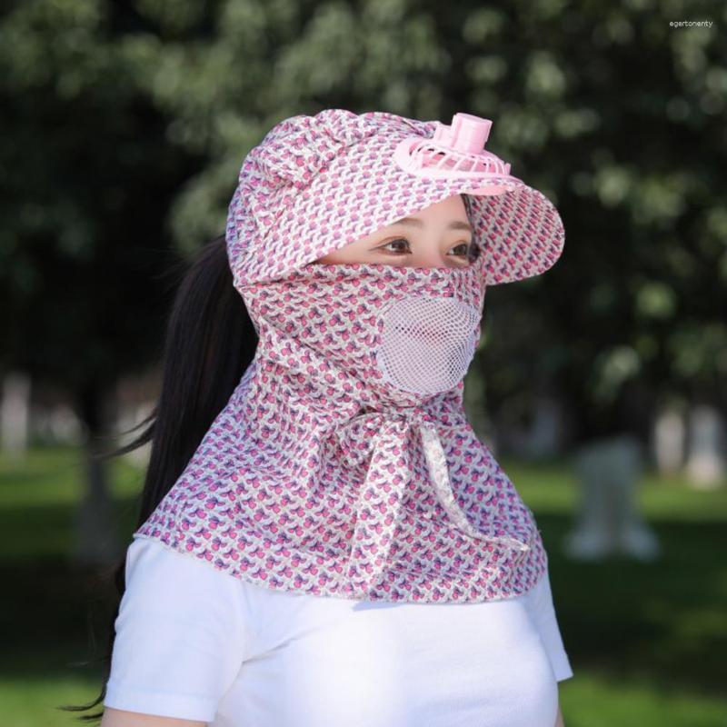 Sombreros de ala ancha, ventilador seguro, sombrero para el sol, viento fuerte, Anti-UV, gorra decorativa para mujer para jardinería