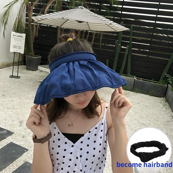 Chapeaux à large bord coquille chapeau été grand soleil femmes haut vide pêcheur dames plage voyage pliant bandeau casquettes sans TopWide