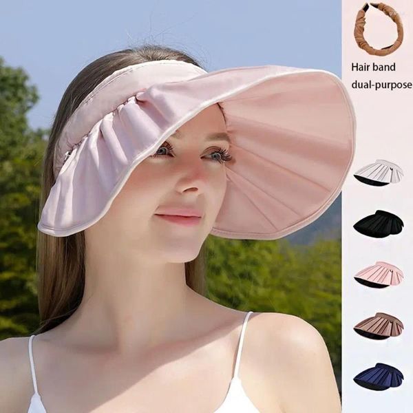 Sombreros de ala ancho sombrero de concha protector solar con tapa vacía Sun Sun Sun Visor Protección ultravioleta Estilo coreano grande Sunshade de verano