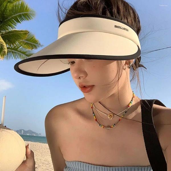 Chapeaux à bord large en soie écran solaire vide top cap pliable de plage de plage d'été chapeau de soleil coréen sport women fêtes