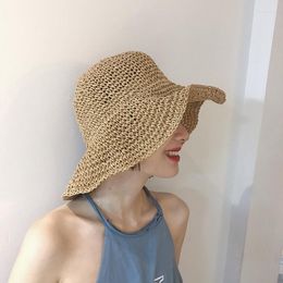 Шляпы с широкими полями, простая шляпа от солнца из рафии для девочек, летняя шляпа от солнца для женщин, пляжная панама, соломенная куполообразная шляпа с тентом, широкая шляпа