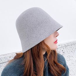 Cappelli a tesa larga Sparsil Donna Secchio di lana Autunno Inverno Tinta unita Semplice Tappi per lavabo Outdoor Caldo antivento Tempo libero Pescatore