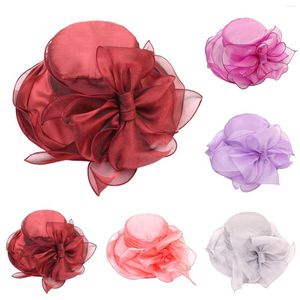 Chapeaux à large bord printemps été maille parasol chapeau fleur tempérament robe de mariée soleil dôme grande mode pour jardin hommes