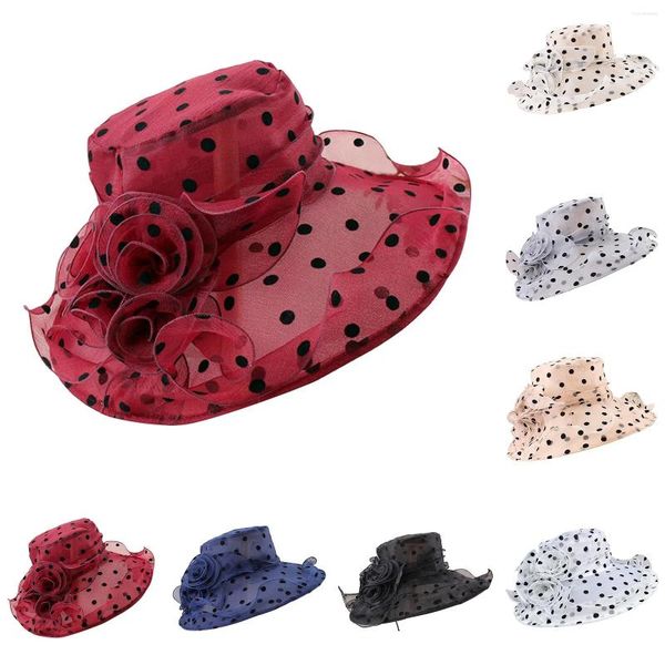 Chapeaux larges chapeaux printemps été maille parasol chapeau fleur tempérament robe de mariée taille grande plage translucide cool vêtements de randonnée