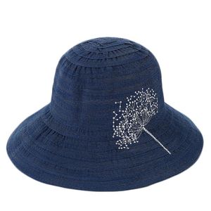 Sombreros de ala ancha Primavera Verano Mujer Plegable Grande Elegante Sombrero para el sol Damas Anti-UV Viajes Playa Gorras Mujer Pescador