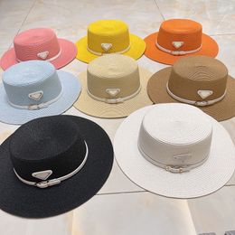 Brede Rand Stro Emmer Caps Hoeden Fedora's voor Heren Dames Ontwerper Zonbescherming Lente Zomer Herfst Strand Vakantie Uitje Flat Top Hoofddeksels met witte band Assortiment