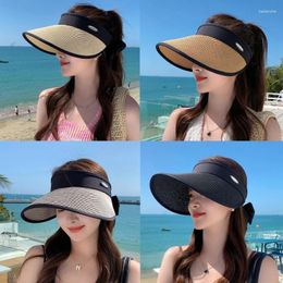 Chapeaux à bord large chapeau de paille pour femme adolescents unisexes extérieure Visor doux Brims Summer Spring confortable Soleil pliable