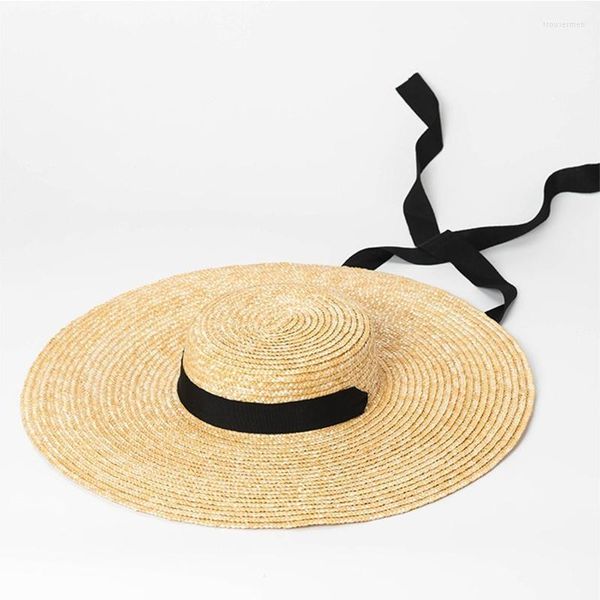 Chapeaux à large bord chapeau de paille pour femmes été tissé chapeau de soleil surdimensionné plage vacances enfants décontracté pare-soleil CapsWide