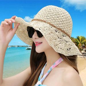 Brede rand hoeden stro dames zomerbescherming klokken van Ierland Koreaanse stijl zon mode trend grote handgemaakte haakhoed