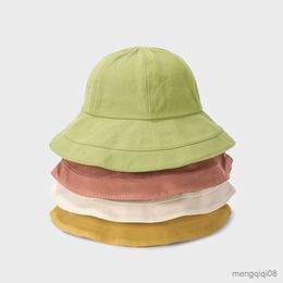 Cappello a secchiello da donna stile cappelli a tesa larga per protezione solare estiva berretto da pescatore da esterno in puro colore R230607