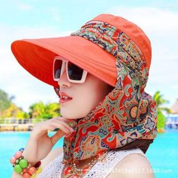 Sombreros de ala ancha de verano Anti-UV para el sol para mujer, tapa vacía con estampado Floral, gorra con visera, sombrero de playa plegable a la moda, sombrero para mujer Eger22