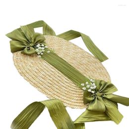 Cappelli a tesa larga Cappelli estivi da donna piatti da spiaggia Decorazioni floreali Tappo superiore casual a punta piatta