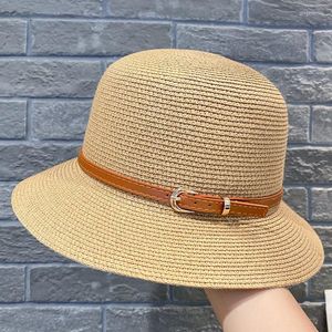 Chapeaux à large bord casquette d'été pour femmes visière chapeau pliable soleil paille grand seau de plage femme mode boucle Panama
