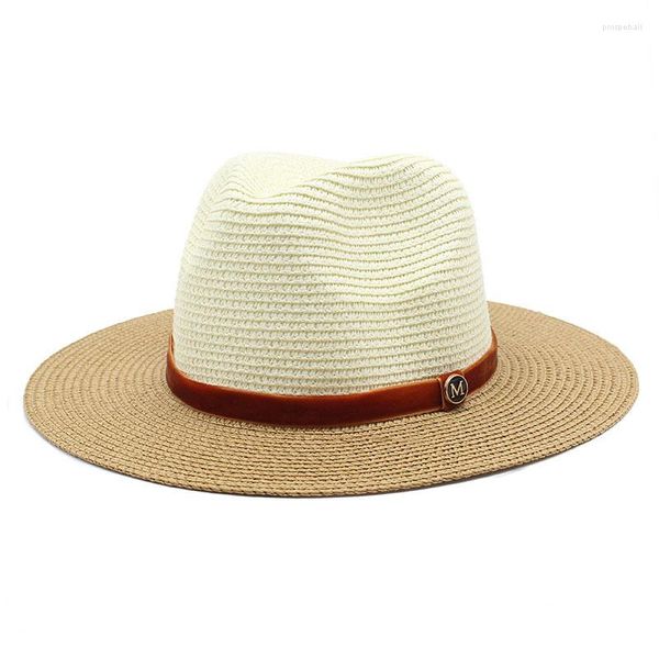 Sombreros de ala ancha Verano Casual Sol para hombres Mujeres Moda Letra M Jazz Paja Playa Sombra Panamá Sombrero al por mayor y al por menor