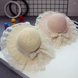 Wide Brim Hats Summer Child's Hat's Girl's Sunshade Lace Princess Beach Sun Protection ACCESSOIRES DE VOYAGE DE PARW BROPD