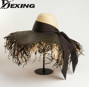 Chapeaux à bord large Style designer d'été Luxury Eaves surdimensionnés Raffia Chapeau à la main de couleur double couche assortie Femmes 039 BEA2726125