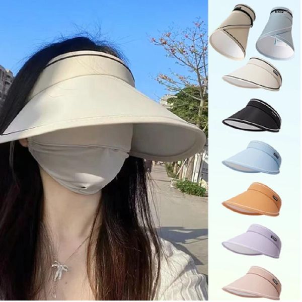 Sombreros de ala ancha, Tops vacíos de verano, sombrero de sol para mujer, bandas portátiles para el pelo, gorras con protector solar, gorra de playa plegable para viajes al aire libre Su