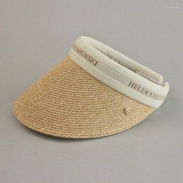 Chapeaux à large bord Mode d'été Vide Top Chapeau de paille pour femmes Protection solaire Protection UV Sun Tissé Voyage Plage Vacances Pas de visière CapWide WideWid