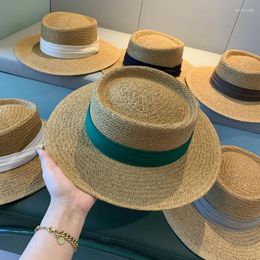 Brede rand hoeden zomer voor vrouwen 2023 mode strand stro hoed zonbescherming cap sombreros de sol chapeau paille gorro accessoires breed davi22