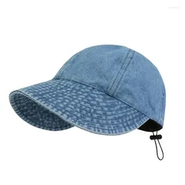 Brede rand hoeden zomer voor vrouwen emmer hoed zonnebrandcrème Sunhat denim doek floppy opvouwbare zonnescherm outdoor casual verstelbare gorros