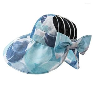 Sombreros de ala ancha verano para mujeres vacío superior sombrero de sol grande protector solar visera gorra colorida plegable playa mujer damas