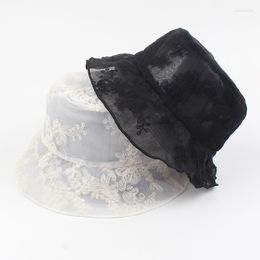 Chapeaux à large bord Chapeau d'été Femme Fleur japonaise Crème solaire Soleil Corée Fée Dentelle Lumière Respirant Maille Pêcheur Bunket HatWide Davi22