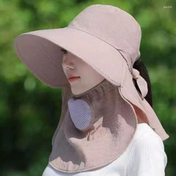 Chapeaux à bord large du chapeau d'été Femmes extérieures cyclistes Sunshade Face Mask Breathable Suncreen Sun Sun Sunhat Visor UV Protection