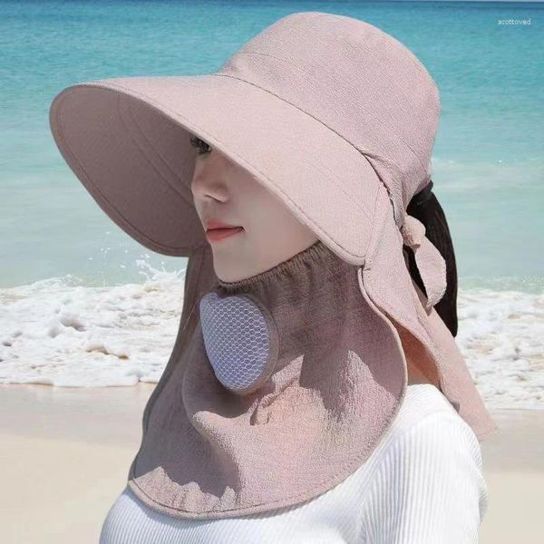 Chapeaux à bord large du chapeau d'été Femmes extérieures cyclistes Sunshade Face Mask Breathable Suncreen Sun Sun Sunhat Visor UV Protection