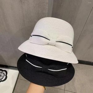 Sombreros de ala ancha de verano de alta calidad, sombrero de paja de playa de Panamá, gorra de cubo con protección solar, lazo Simple de viaje informal para mujer