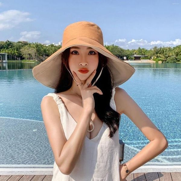 Chapeaux à large bord d'été randonnée pêcheur chapeau double face couverture crème solaire pour ami famille voisins cadeau PR vente