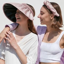 Chapeaux à bord large coquille d'été Sunshade Hat UV Protection double utilisation Hair Hoop Sun Femmes Place Capes de seau pliable Plié Plié